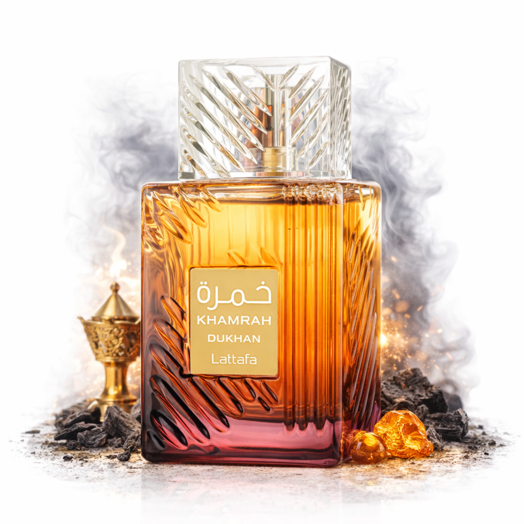 Khamrah Dukhan no es un perfume ligero… es una experiencia intensa. 